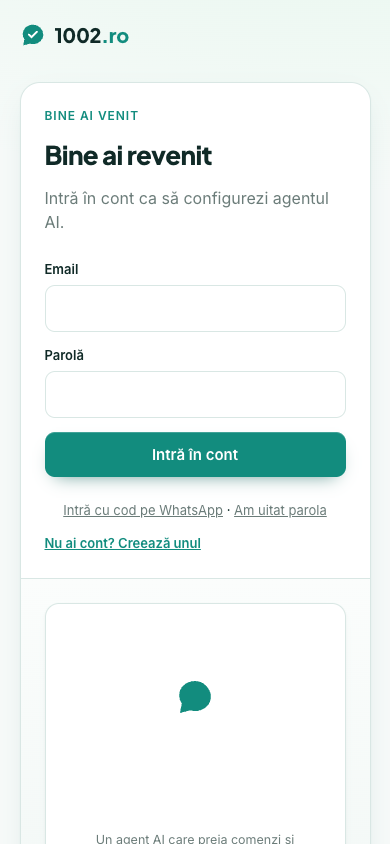 The login screen, mobile version.