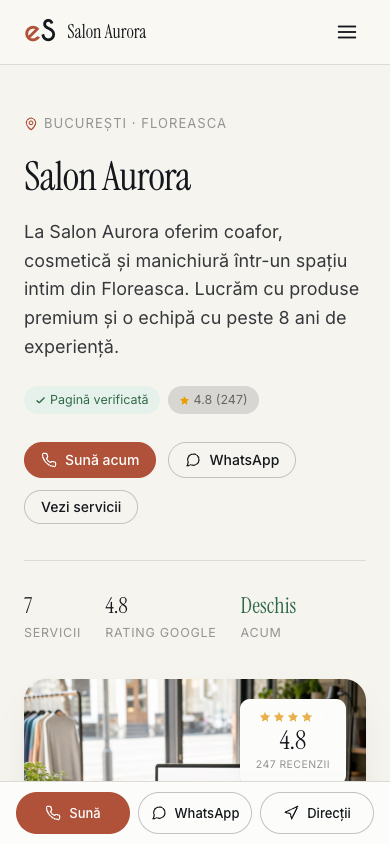 The same example page, in the mobile version.