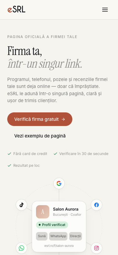 The eSRL homepage, in the mobile version.